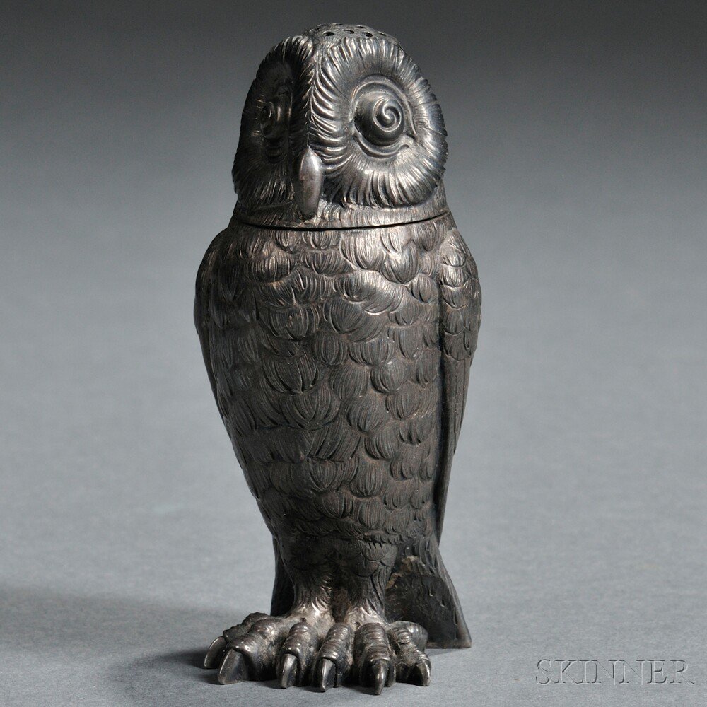 Appraisal: Tiffany Co Sterling Silver Owl-form Shaker New York - standing