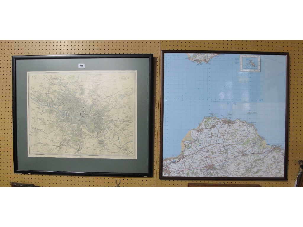 Appraisal: A lot comprising a framed map of Glasgow and one