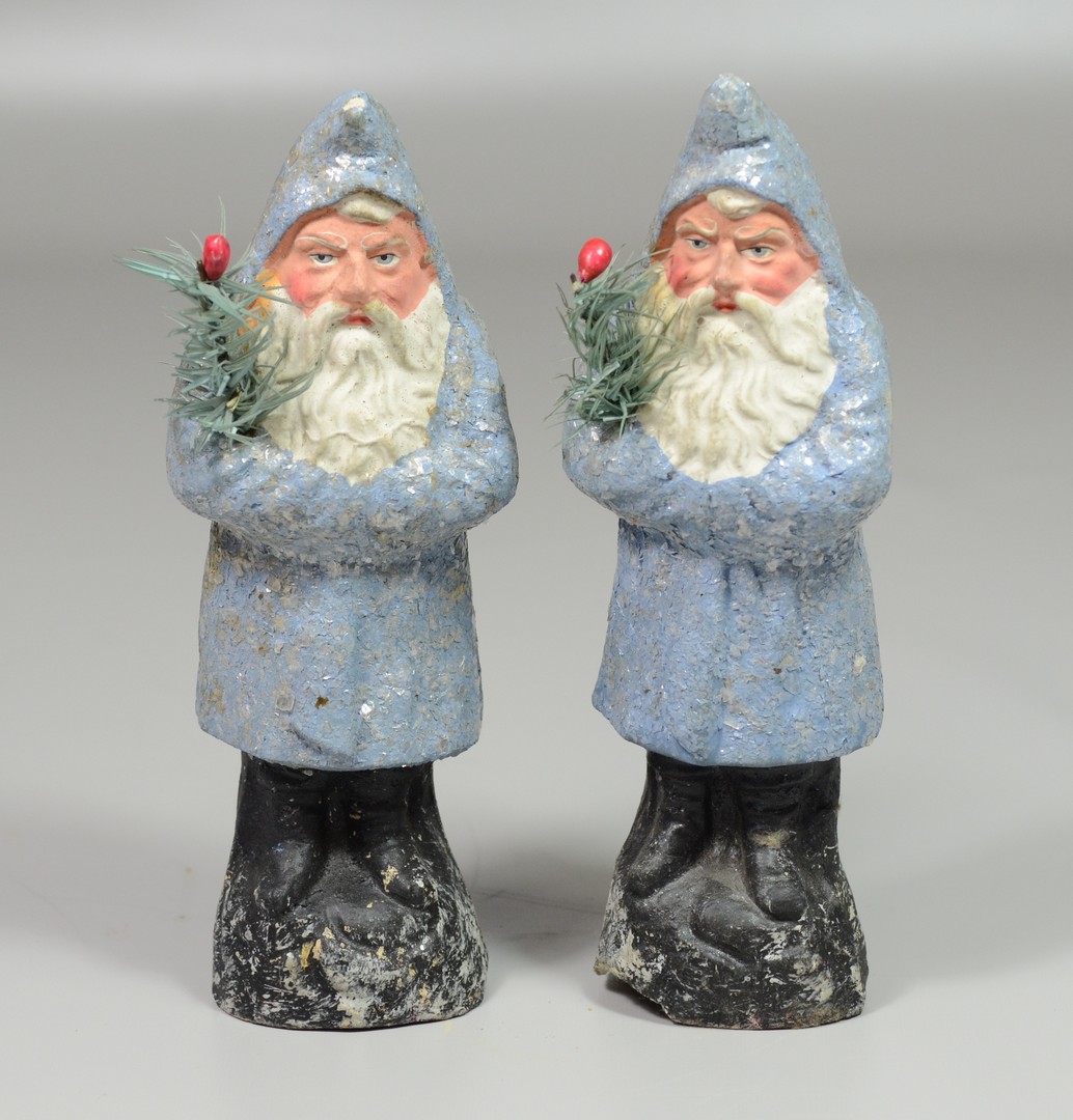 Appraisal: Pr Paper mache Santa candy containers blue-gray robes with mica