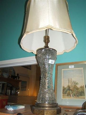 Appraisal: A cut glass and gilt metal table lamp high