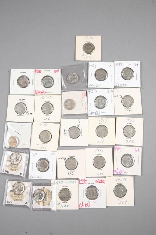 Appraisal: TWENTY-SIX NICKELS All Indian head and buffalo Various dates