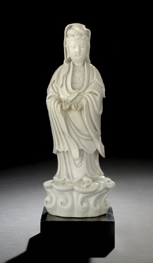 Appraisal: Chinese Blanc-de-Chine Porcelain Figure of Guanyin th century the well-molded