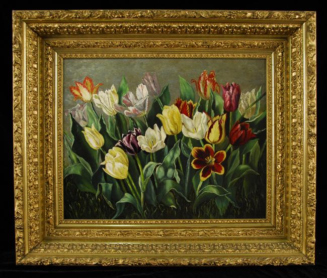 Appraisal: AMERICAN SCHOOL th century THE TULIP PATCH oil on canvas