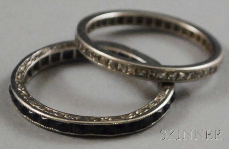 Appraisal: Two Small Platinum Gem-set Eternity Bands one diamond and one