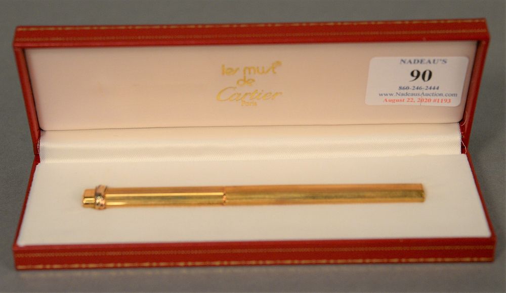 Appraisal: Cartier Les Must gold plated ballpoint pen in original box