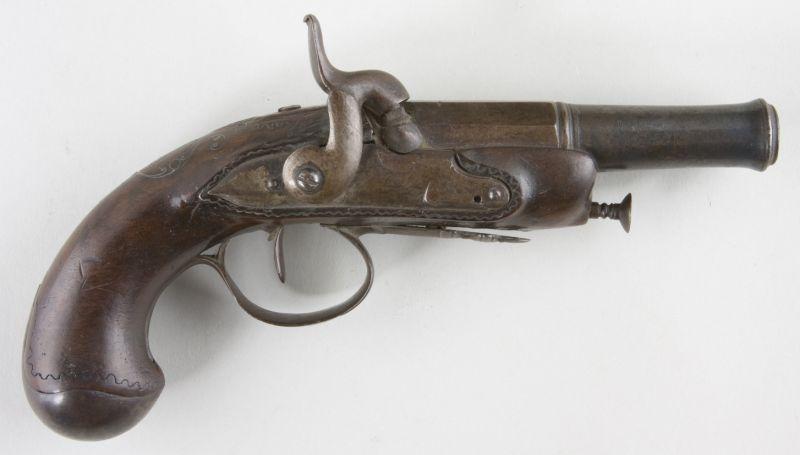 Appraisal: Antique Percussion Pocket Pistol mid- th century slightly flared blunderbuss-style