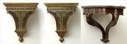 Appraisal: Pair of Louis XVI-Style Painted and Parcel-Gilt Wall Brackets Together