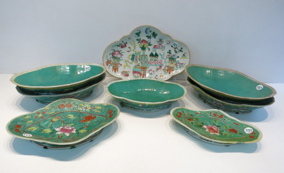 Appraisal: EIGHT CHINESE PORCELAIN SERVING DISHES of lobed form with conforming