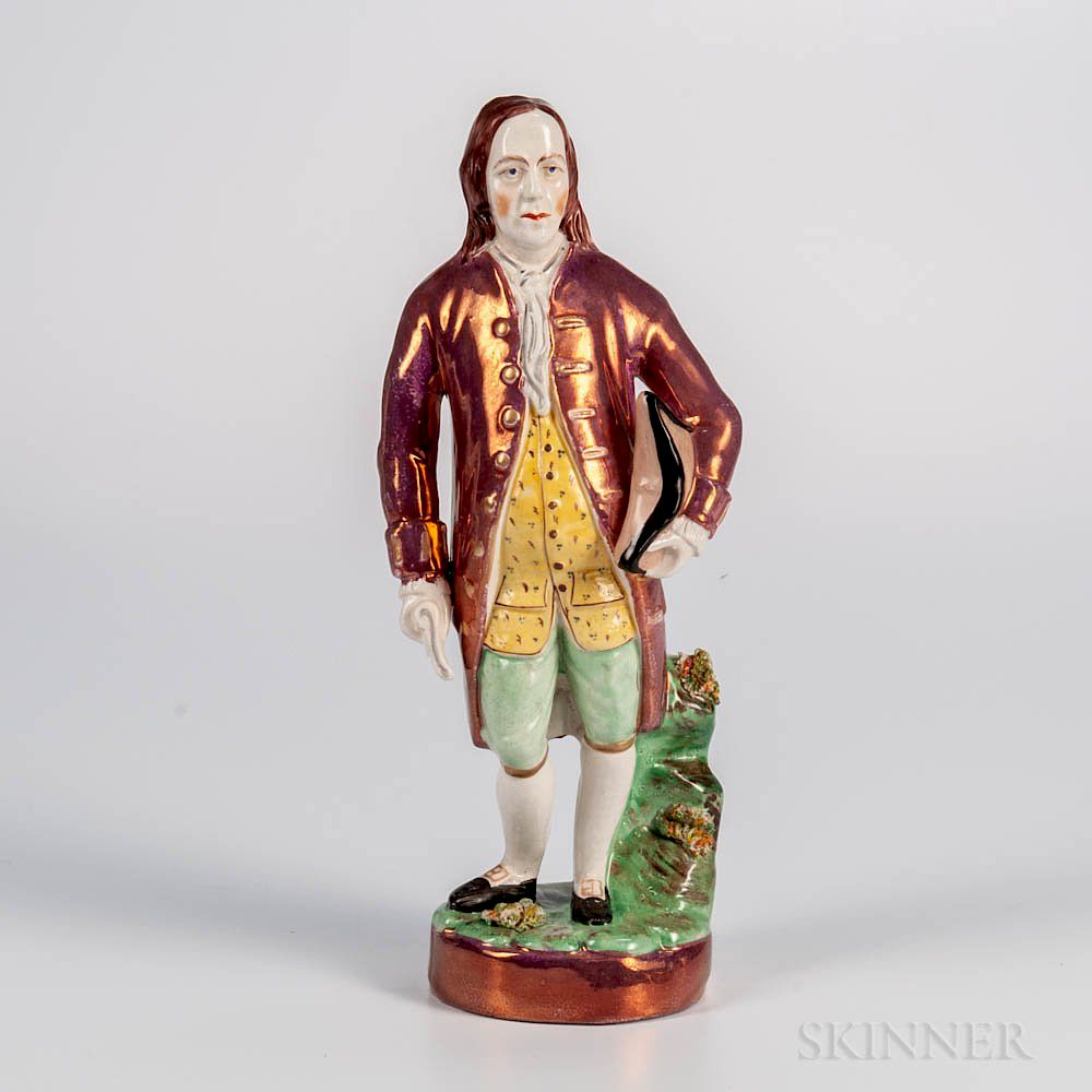 Appraisal: Sunderland Pink Lustre Figure of Benjamin Franklin Sunderland Pink Lustre