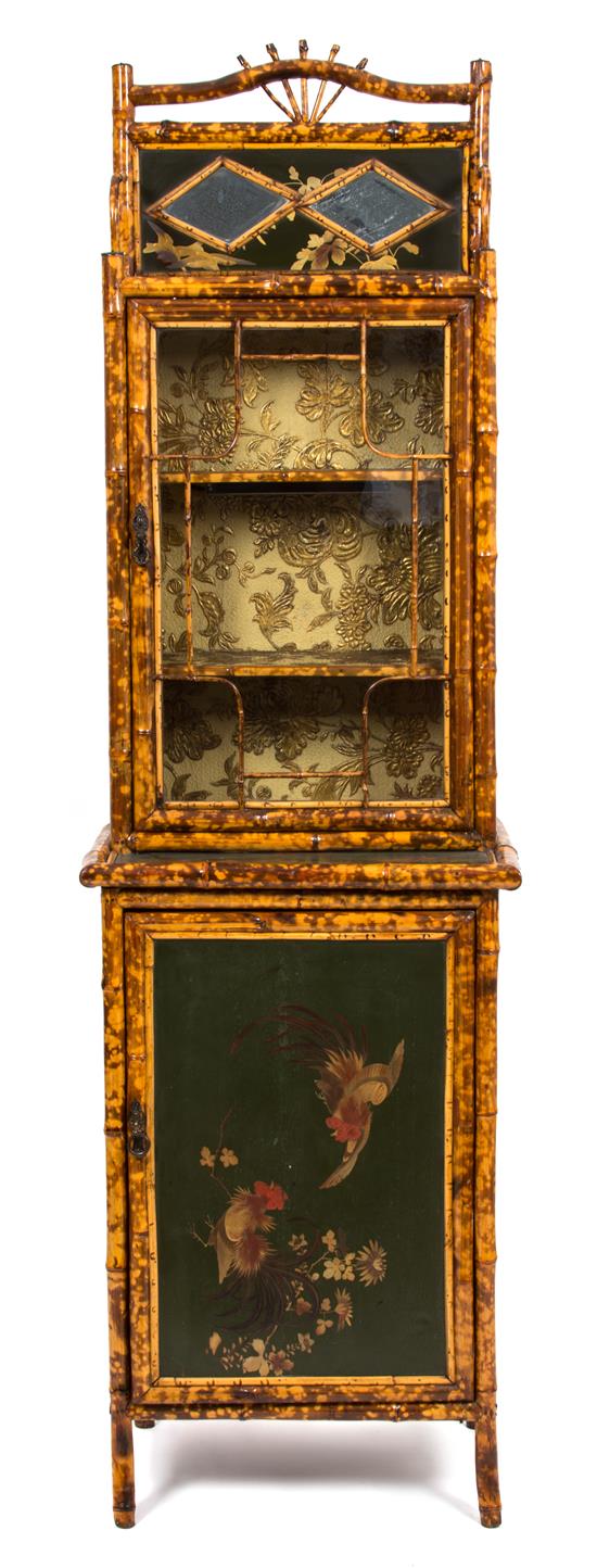 Appraisal: Sale Lot A Victorian Lacquered and Gilt Bamboo Display Cabinet