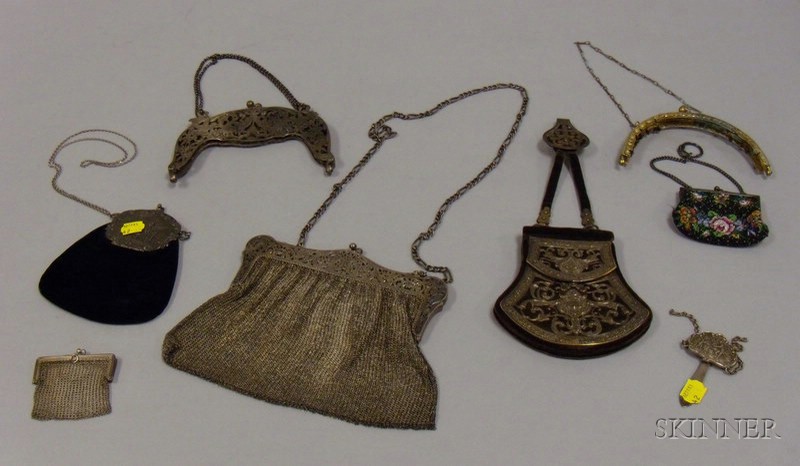 Appraisal: Five Silver and Other Metal Purses and Frames th and