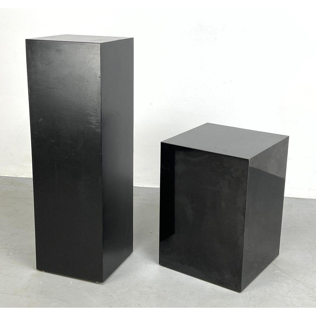 Appraisal: pc Black Square Column Display Pedestals One painted black One