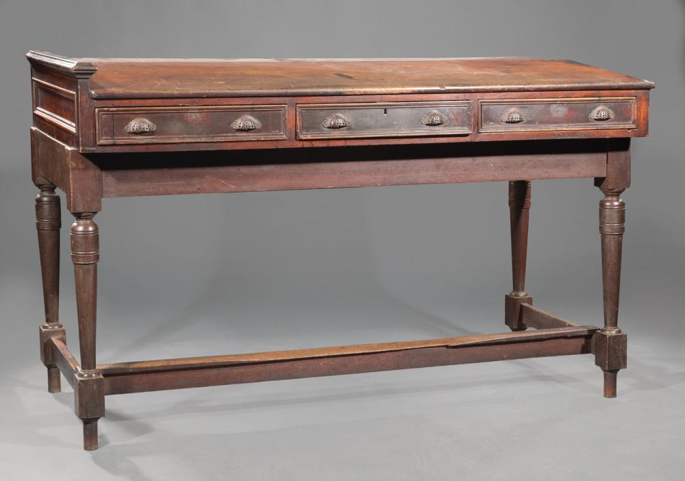 Appraisal: American Carved Mahogany Clerk's Desk c slant top three frieze