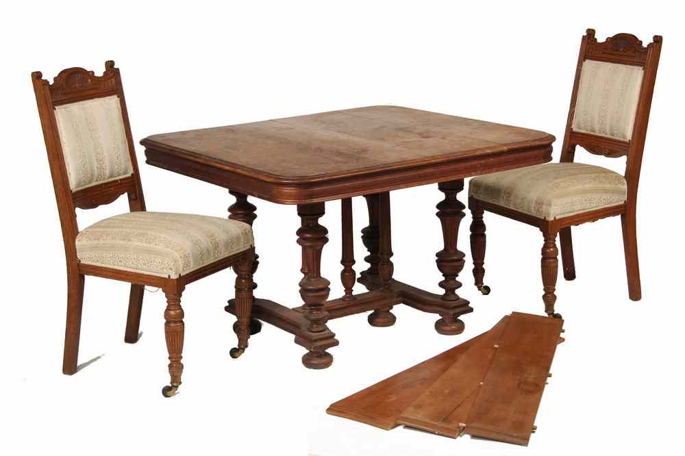 Appraisal: OAK DINING TABLE CHAIRS - American Aesthetic Period Oak Dining