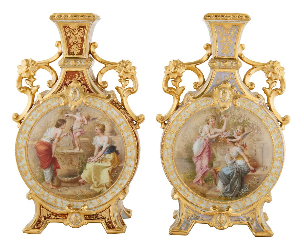 Appraisal: FIRST HALF OF TH CENTURY ACKERMANN FRITZE PORCELAIN VASES FIRST