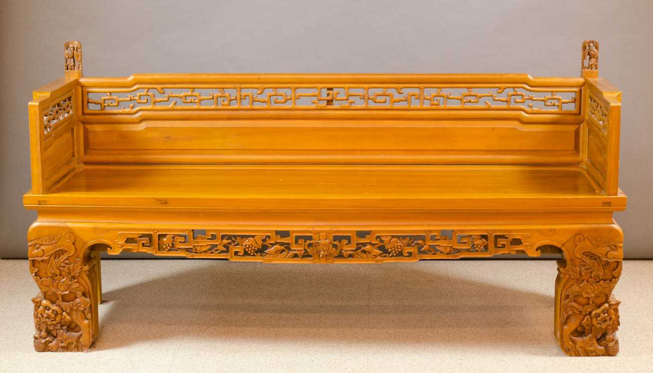 Appraisal: CARVED JUMU WOOD BENCH Chinese th century H x W