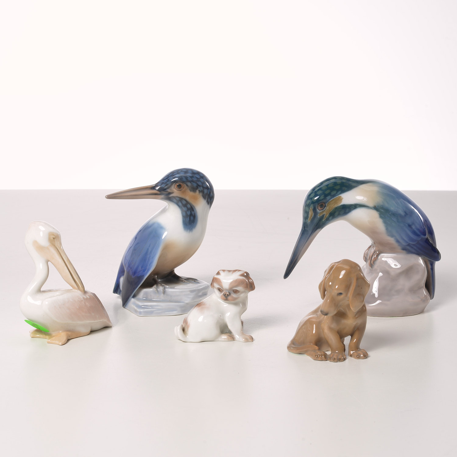 Appraisal: BING GRONDAHL PORCELAIN ANIMAL FIGURINES th c Denmark incl Kingfisher