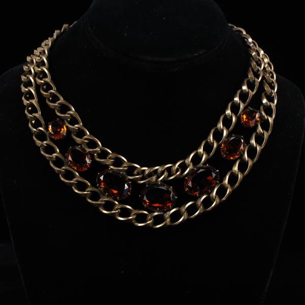 Appraisal: Joseff of Hollywood Chain Necklace with Amber Colored Jewels