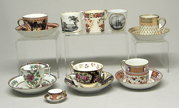 Appraisal: An assembled group of English porcelain cups and saucers first