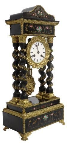 Appraisal: French Napoleon III period portico clock late th c ebonized