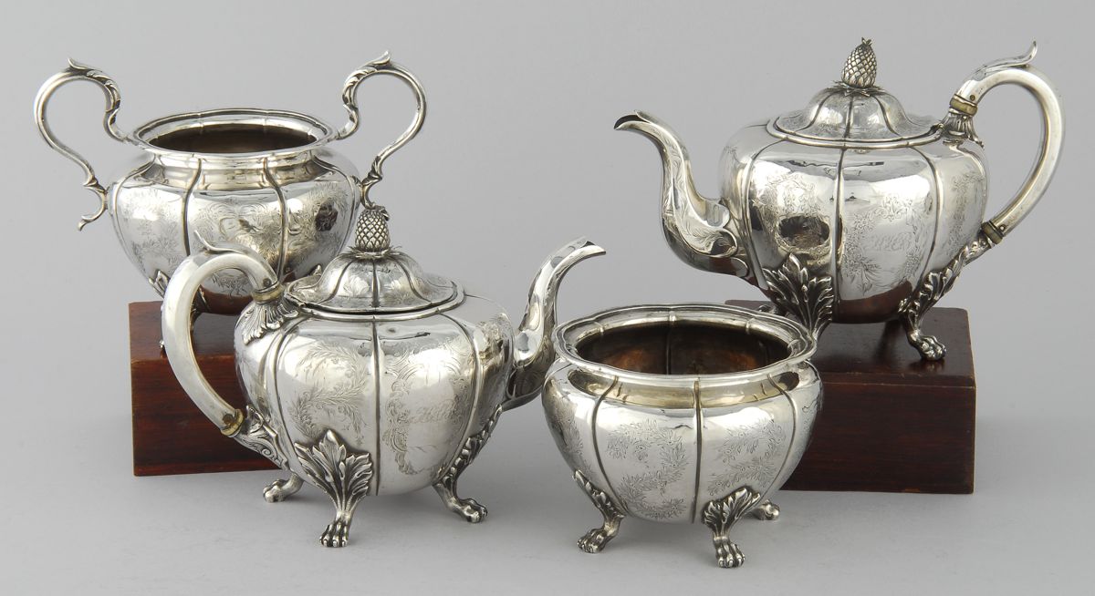 Appraisal: FOUR-PIECE AMERICAN SILVER TEA SET BY HARRIS STANWOOD CO OF