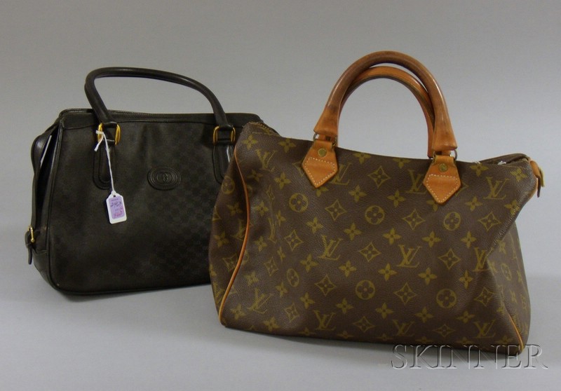 Appraisal: Two Vintage Designer Handbags s including a Gucci black monogram