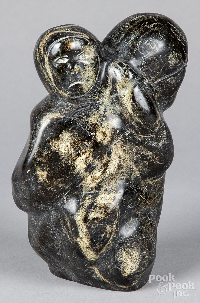 Appraisal: Inuit Indian mother and child soapstone carving Inuit Indian mother