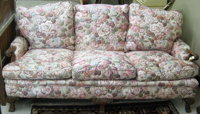 Appraisal: LOUIS XIV STYLE SOFA American mid th century with quilted