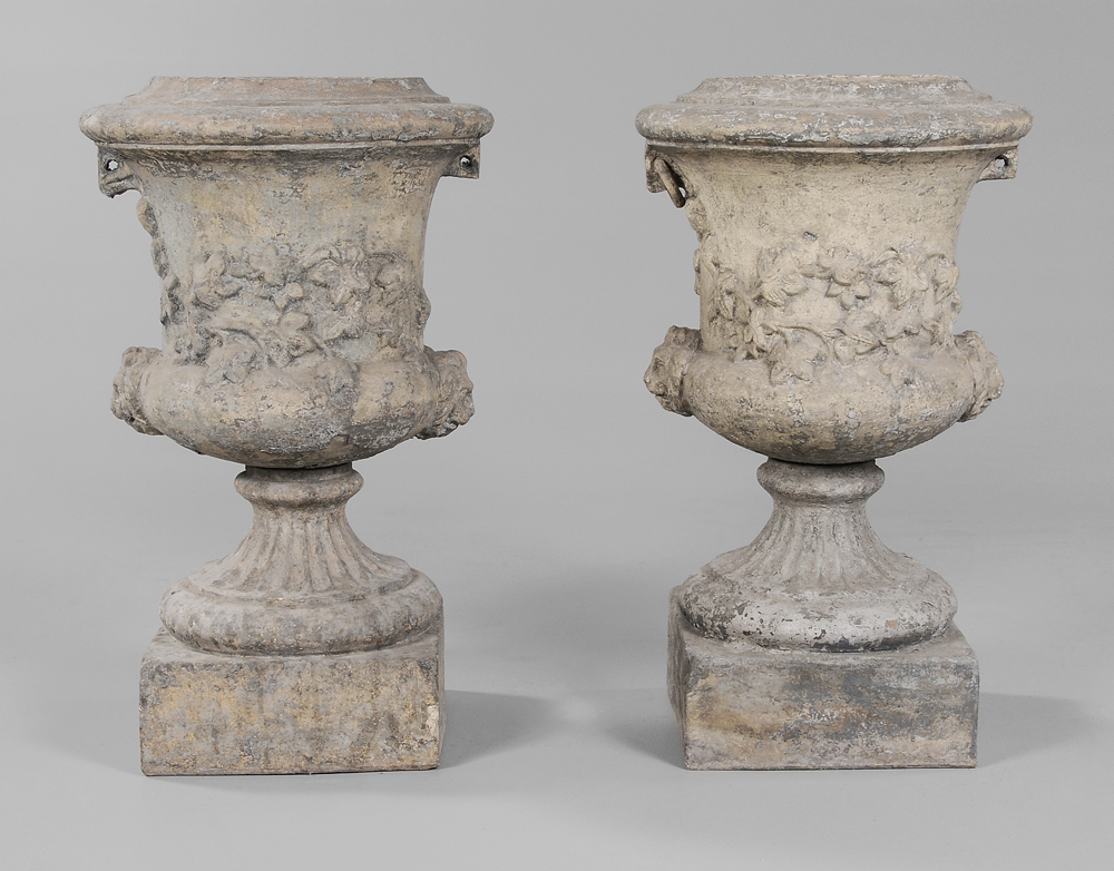 Appraisal: Pair Painted Terracotta Garden Urns probably Continental th century each