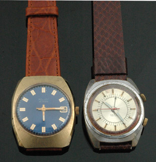 Appraisal: TWO RUSSIAN MILITARY WATCHES MANUAL WIND ONE WITH ALARM