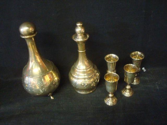 Appraisal: Sterling Lot of Pieces decanters and cups decanter has a