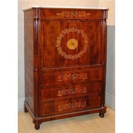 Appraisal: Italian Marble Top Inlaid Mahogany Secretaire a Abattant Estimate -