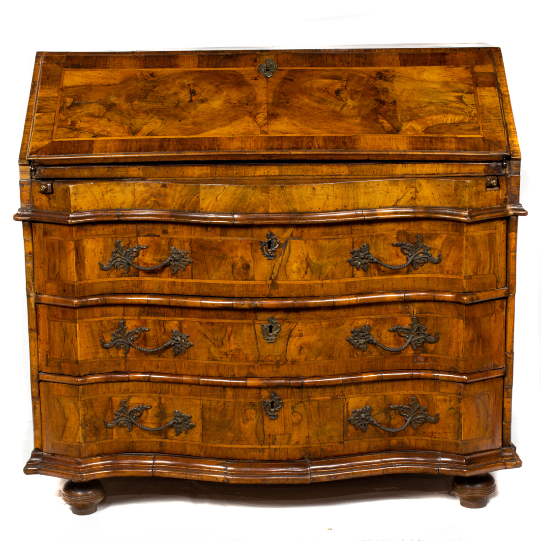 Appraisal: A FRENCH INLAID WALNUT SECRETARY CIRCA A French inlaid walnut