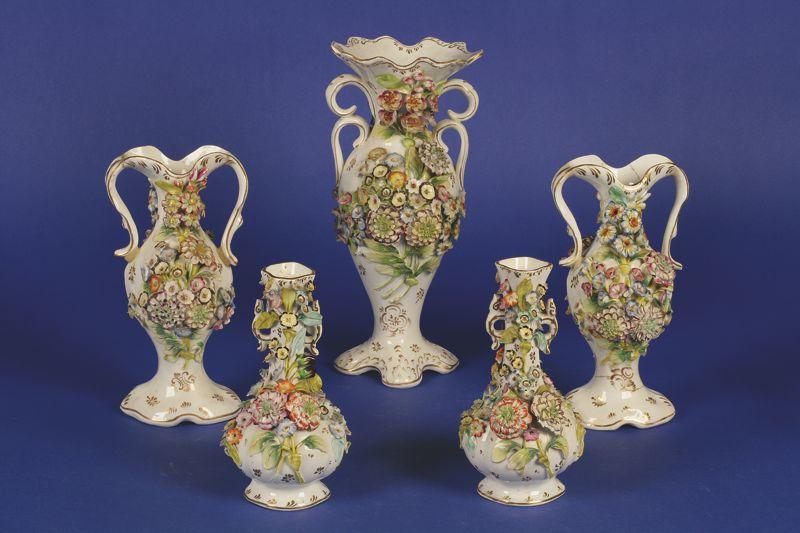 Appraisal: A PAIR OF VICTORIAN COALBROOKDALE TYPE VASES the baluster bodies