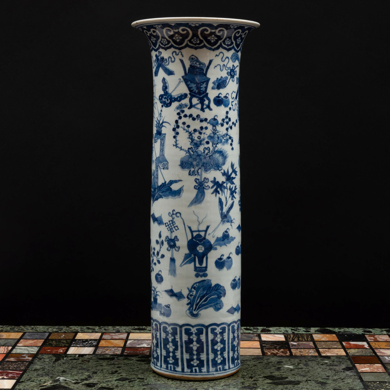 Appraisal: Large Chinese Blue and White Porcelain Beaker Vase Unmarked together