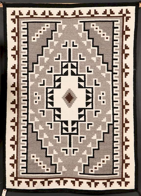 Appraisal: A SOUTHWEST NAVAJO TWO GRAY HILLS HANDWOVEN RUG A GOOD