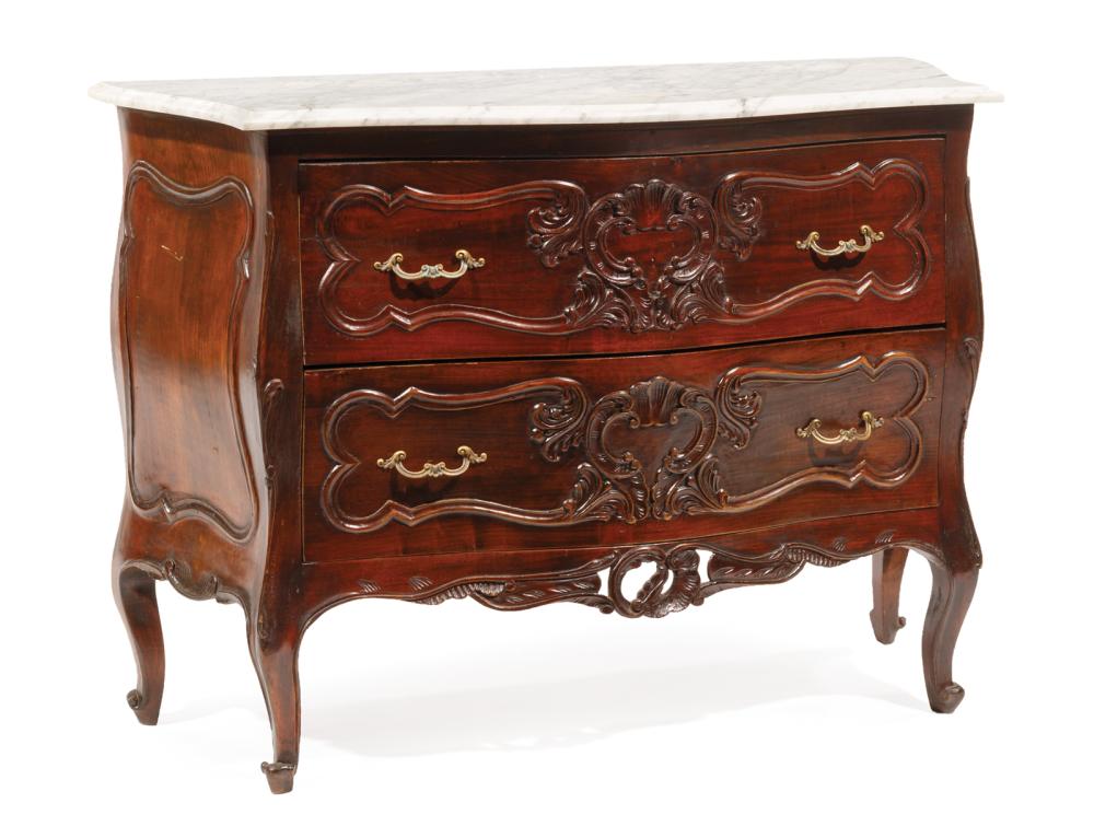 Appraisal: Continental Rococo Revival Carved Mahogany Bombe Commode th c serpentine