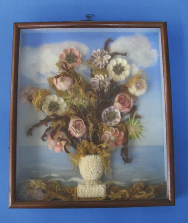 Appraisal: A VICTORIAN SHELL AND SEAWEED PICTURE OF A VASE OF