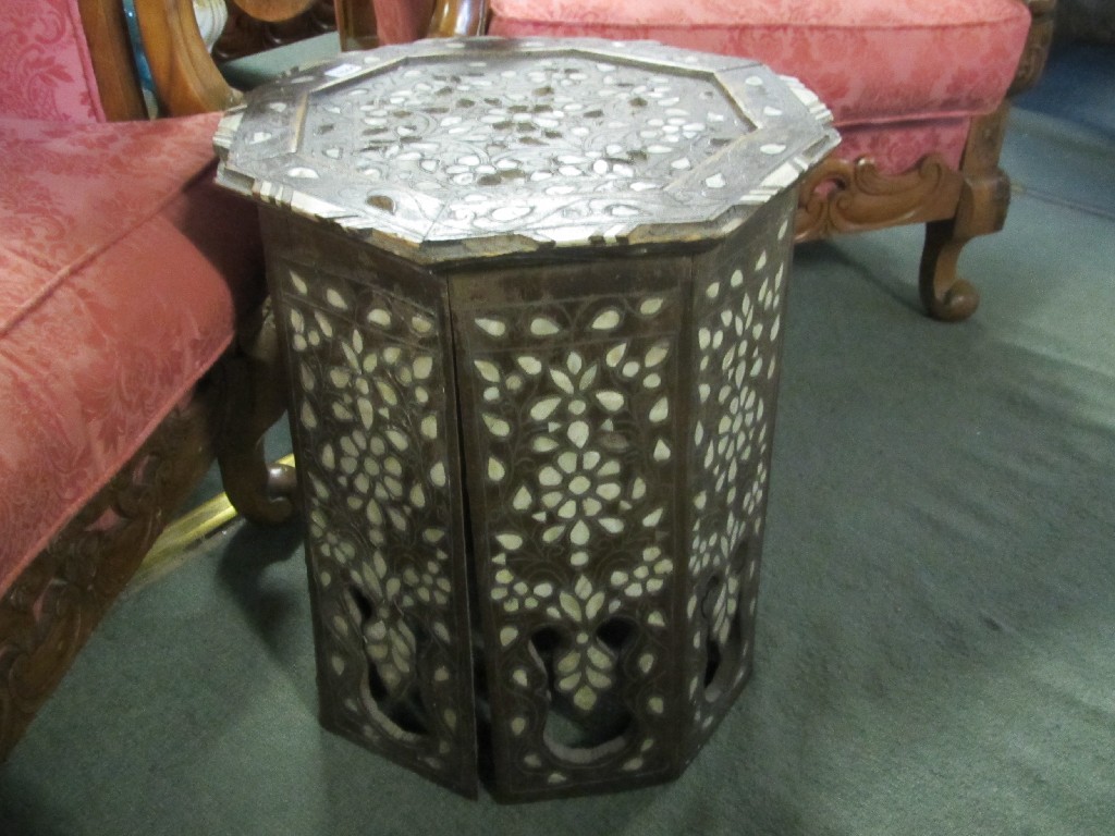 Appraisal: Eastern octagonal table with bone inlay