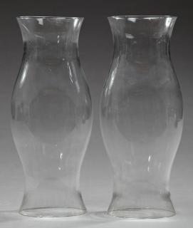 Appraisal: Pair of Baluster Form Blown Glass Hurricane Shades Pair of