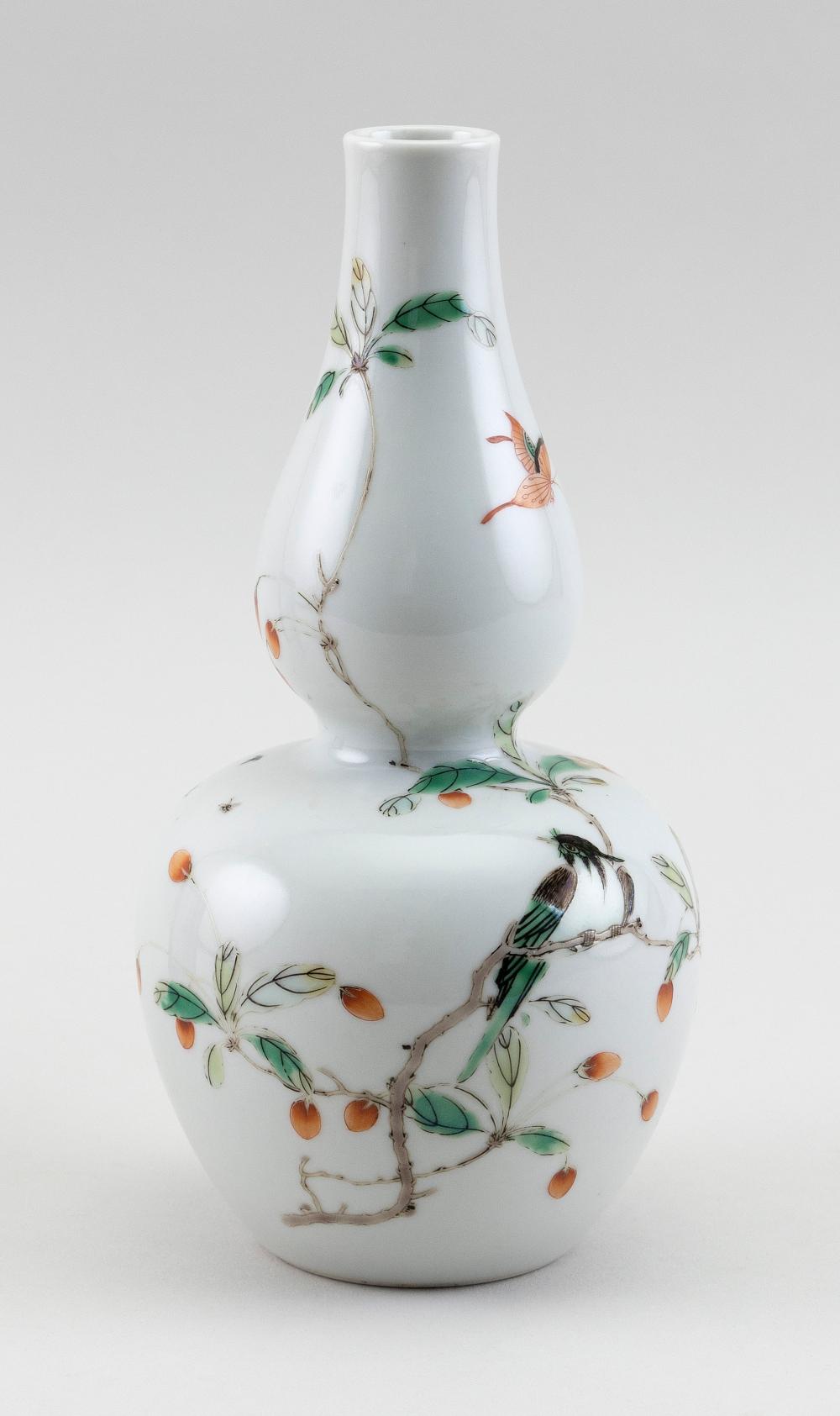 Appraisal: CHINESE POLYCHROME PORCELAIN DOUBLE GOURD VASE LATE TH EARLY TH