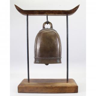 Appraisal: Antique Bronze Tibet Bell on Stand Antique Bronze Tibet Bell