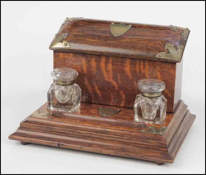 Appraisal: ENGLISH OAK LETTER BOX With brass fittings and original glass