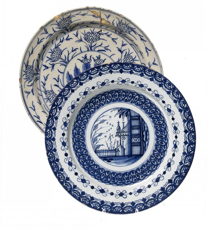 Appraisal: A DELFTWARE DISH PROBABLY BRISTOL BRISLINGTON OR TEMPLE BACK painted