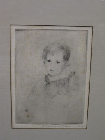 Appraisal: Franklin Townsend Morgan etching young boy in overalls image area