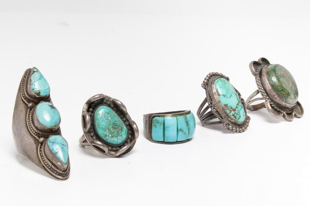 Appraisal: Navajo Zuni American Indian Silver Rings Native American Indian Navajo