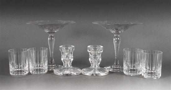 Appraisal: Pair of American etched glass compotes possibly Pairpoint pair of