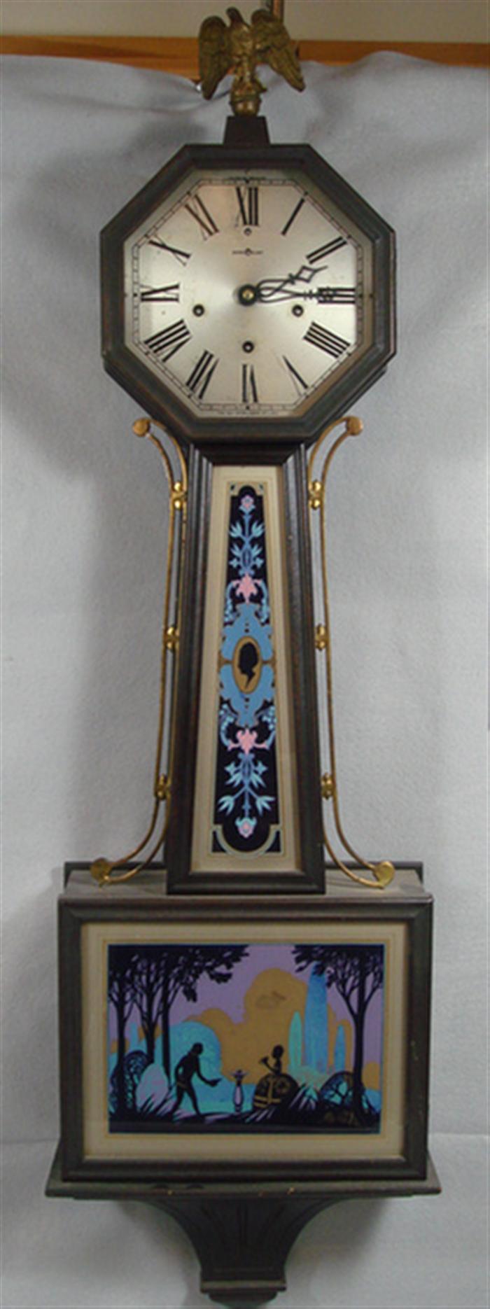 Appraisal: New Haven Westminster chime banjo clock romantic garden scene is