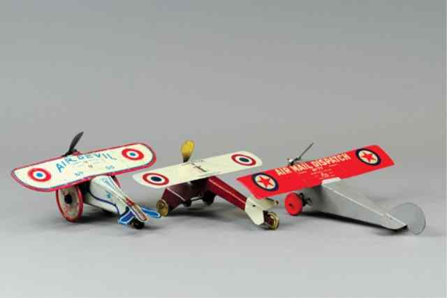 Appraisal: AIRPLANE GROUPING Lithographed tin toy airplanes includes Henry Katz Air