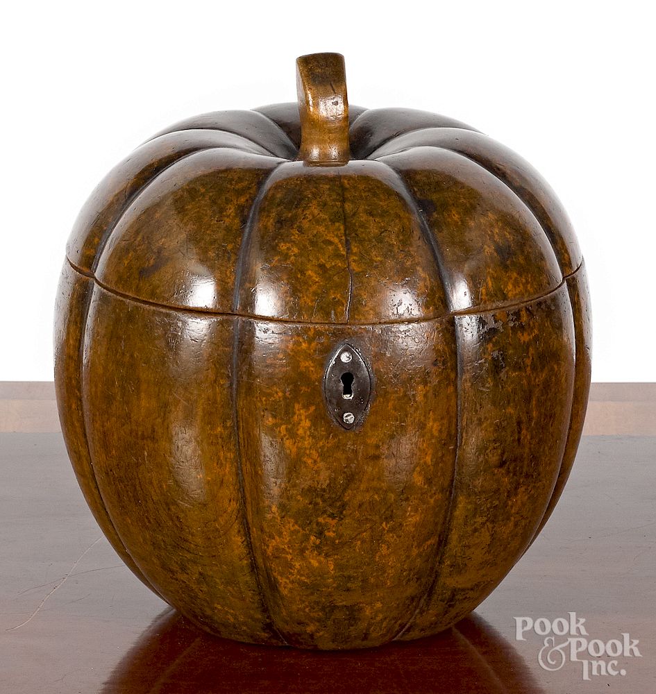 Appraisal: Georgian painted fruitwood tea caddy Exclusive on Bidsquare Georgian painted